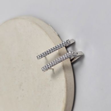 Серьги из серебра с дорожками белых цирконов